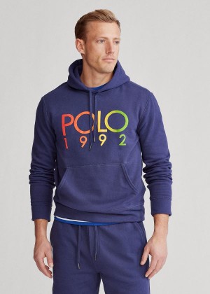 Bluza z Kapturem Ralph Lauren Polo 1992 Fleece Hoodie Męskie Granatowe | VLFQ0483