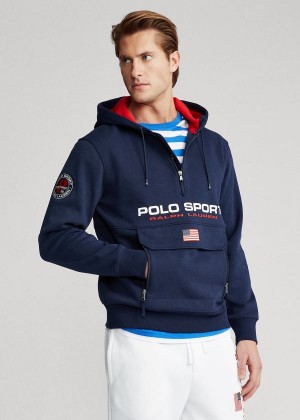 Bluza z Kapturem Ralph Lauren Polo Sport Double-Knit Hoodie Męskie Granatowe | SHEX8032