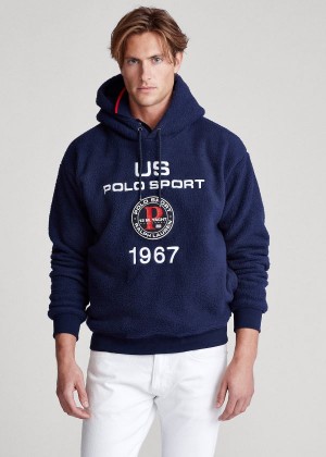 Bluza z Kapturem Ralph Lauren Polo Sport Fleece Hoodie Męskie Granatowe | FVBE5441