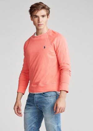 Bluzy Ralph Lauren Cotton Spa Terry Sweatshirt Męskie Czerwone | GBKH7593