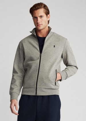 Bluzy Ralph Lauren Double-Knit Track Jacket Męskie Szare Czarne | WWJP0264