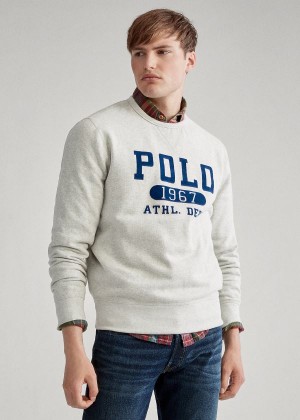 Bluzy Ralph Lauren Fleece Graphic Sweatshirt Męskie Szare | QHKG8277