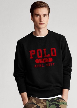 Bluzy Ralph Lauren Fleece Graphic Sweatshirt Męskie Czarne | XUXX1066