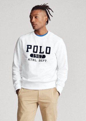 Bluzy Ralph Lauren Fleece Graphic Sweatshirt Męskie Białe | IVUK1810