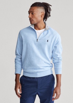 Bluzy Ralph Lauren Jersey Half-Zip Pullover Męskie Niebieskie Granatowe | TCKR3629