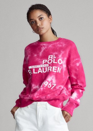 Bluzy Ralph Lauren Logo Tie-Dye Sweatshirt Damskie Różowe | TAAJ8666