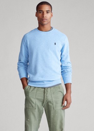 Bluzy Ralph Lauren Luxury Jersey Pullover Męskie Niebieskie | ZNYI6686