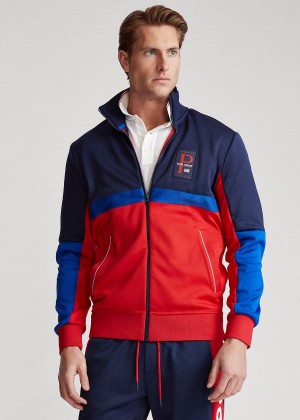 Bluzy Ralph Lauren Mesh Track Jacket Męskie Granatowe Kolorowe | CXQX8058