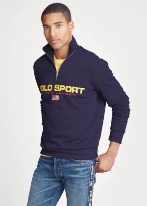 Bluzy Ralph Lauren Polo Sport Fleece Sweatshirt Męskie Granatowe | AJYZ8470