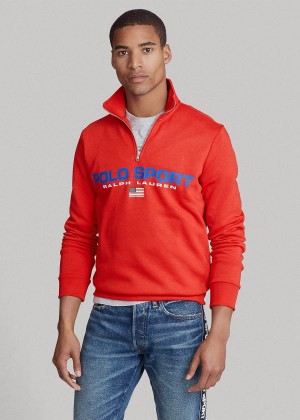 Bluzy Ralph Lauren Polo Sport Fleece Sweatshirt Męskie Czerwone | CHFI1409