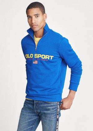 Bluzy Ralph Lauren Polo Sport Fleece Sweatshirt Męskie Niebieskie | GYSE7142