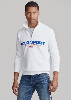 Bluzy Ralph Lauren Polo Sport Fleece Sweatshirt Męskie Białe | DPRU3369