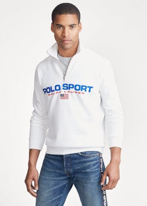 Bluzy Ralph Lauren Polo Sport Fleece Sweatshirt Męskie Białe | SCXZ4997