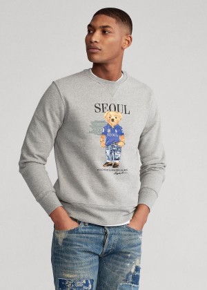 Bluzy Ralph Lauren Seoul Bear Fleece Sweatshirt Męskie Szare | XNSD9396