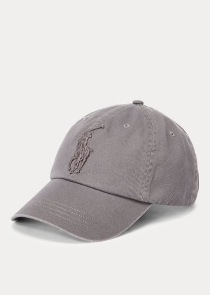 Czapki Ralph Lauren Big Pony Chino Cap Męskie Szare | JSFH6256