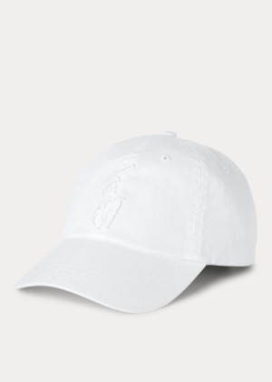 Czapki Ralph Lauren Big Pony Chino Cap Męskie Białe | YIQM0456