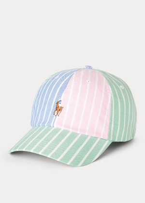 Czapki Ralph Lauren Color-Blocked Oxford Cap Męskie Różowe Niebieskie Zielone | VQKV7367