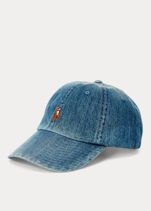 Czapki Ralph Lauren Denim Baseball Cap Męskie Głęboka Niebieskie Niebieskie | FNAP8496