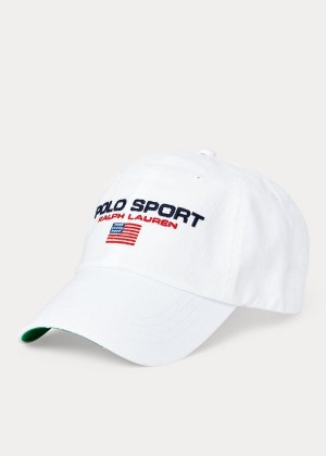 Czapki Ralph Lauren Flag Cotton Chino Cap Męskie Białe Kolorowe | GQTI2558