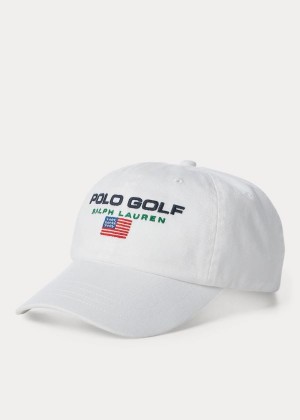 Czapki Ralph Lauren Flag Performance Cap Męskie Białe | XTII9010