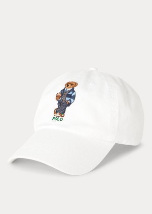 Czapki Ralph Lauren Preppy Bear Chino Cap Męskie Białe | WXKL2239