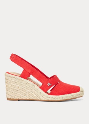 Espadryle Ralph Lauren Penelopie Canvas Espadrille Damskie Czerwone | YEVW0712