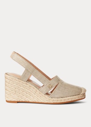 Espadryle Ralph Lauren Penelopie Metallic Espadrille Damskie Beżowe | MHMS9268