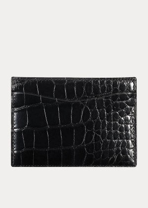 Etui na Karty Ralph Lauren Alligator Card Case Męskie Czarne | MXWG2980