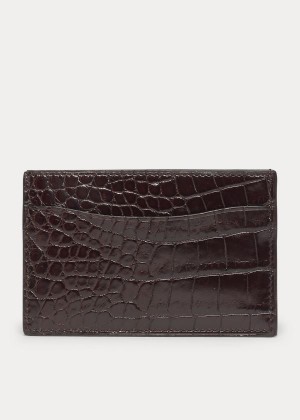 Etui na Karty Ralph Lauren Alligator Card Case Męskie Ciemny Brązowe | ZDYF3476