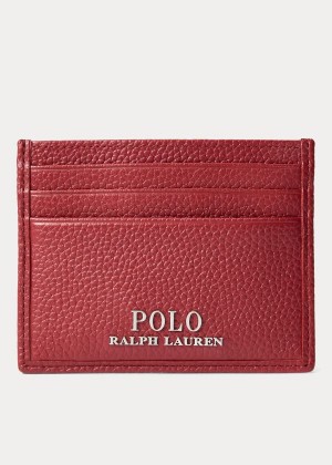 Etui na Karty Ralph Lauren Pebbled Leather Card Case Męskie Bordowe | RAAF4698