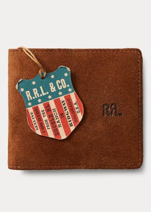 Etui na Karty Ralph Lauren Roughout Suede Card Holder Męskie Brązowe | ZATX9822