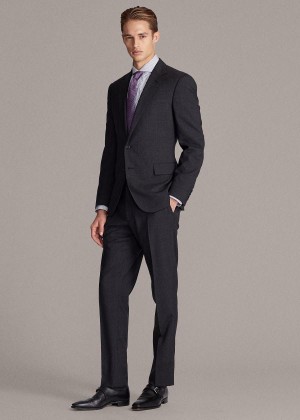 Garnitury Ralph Lauren Gregory Glen Plaid Wool Suit Męskie Jasny Szare | XWTD0849