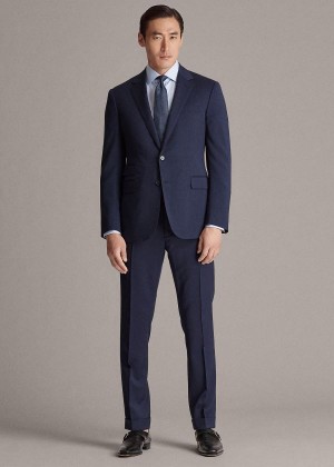 Garnitury Ralph Lauren Gregory Wool Serge Suit Męskie Granatowe | DXXS3805