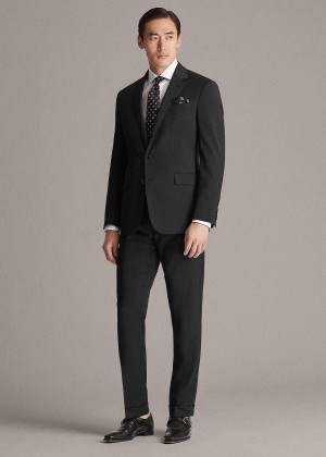 Garnitury Ralph Lauren Gregory Wool Serge Suit Męskie Czarne | FQJB8114