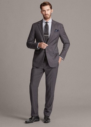 Garnitury Ralph Lauren Gregory Wool Sharkskin Suit Męskie Jasny Szare | PTVY3488