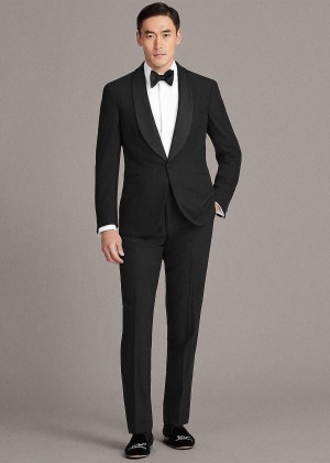 Garnitury Ralph Lauren Gregory Wool Shawl Tuxedo Męskie Czarne | HZBC6871