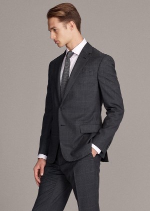 Garnitury Ralph Lauren Kent Glen Plaid Twill Suit Męskie Jasny Szare | AIPR2544