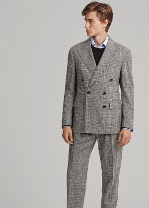 Garnitury Ralph Lauren Polo Glen Plaid Twill Suit Męskie Szare Kremowe | EMVW7590