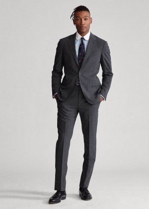 Garnitury Ralph Lauren Polo Stretch Glen Plaid Suit Męskie Czarne Szare | CMYI2872