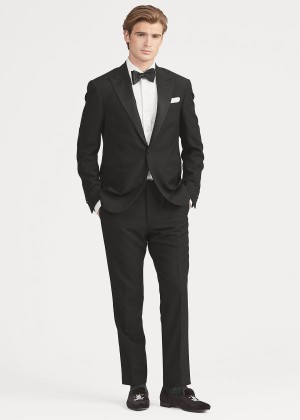 Garnitury Ralph Lauren Polo Wool Peak-Lapel Tuxedo Męskie Czarne | XWWQ3403