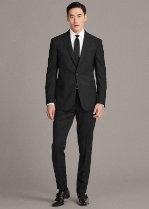 Garnitury Ralph Lauren RLX Gregory Wool Twill Suit Męskie Czarne | GHUQ7726