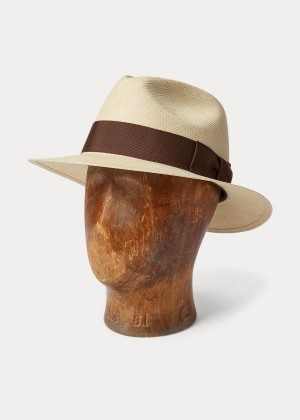 Gloves & Hats Ralph Lauren Hand-Woven Panama Hat Męskie Kremowe Brązowe | QYUU8656