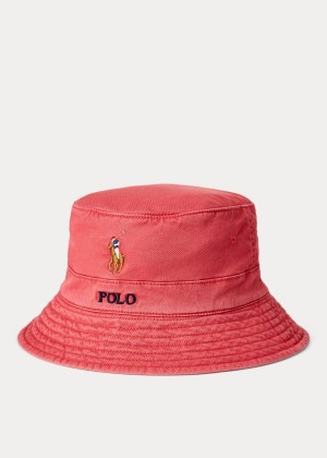 Gloves & Hats Ralph Lauren Stretch-Cotton Bucket Hat Męskie Czerwone | FUPH2379