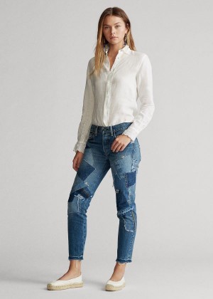 Jeansy Ralph Lauren Avery Boyfriend Jean Damskie Niebieskie Niebieskie | CHBG0886