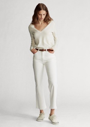 Jeansy Ralph Lauren Laight Cropped Flare Damskie Białe | GAXS6224