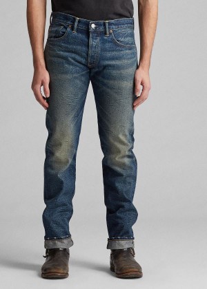 Jeansy Ralph Lauren Low Straight Selvedge Jean Męskie Niebieskie Niebieskie | RVXX4419