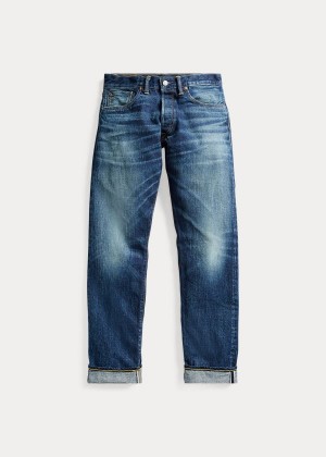 Jeansy Ralph Lauren Low Straight Selvedge Jean Męskie Niebieskie Niebieskie | ABDE3092