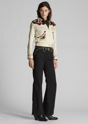 Jeansy Ralph Lauren Mid-Rise Flare Western Pant Damskie Czarne | DGUJ5844