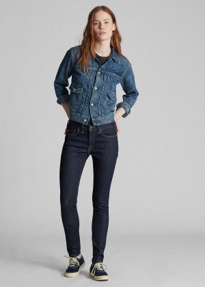 Jeansy Ralph Lauren Stretch Skinny Jean Damskie Granatowe Niebieskie | IUGX1010