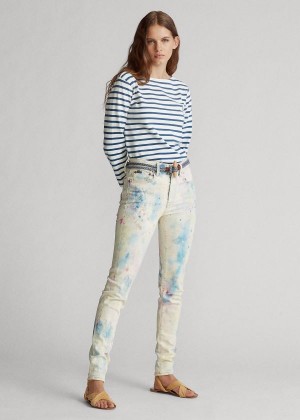 Jeansy Ralph Lauren Tompkins High-Rise Skinny Jean Damskie Białe Kolorowe | RAHG0462